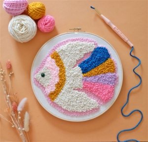 kit facile punch needle débutant loisir créatif d'aiguilles à poinçonner motif oiseau