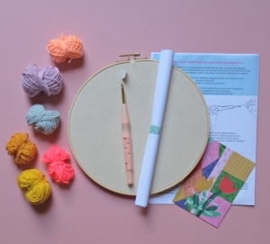 kit facile punch needle débutant loisir créatif d'aiguilles à poinçonner motif petite fleur