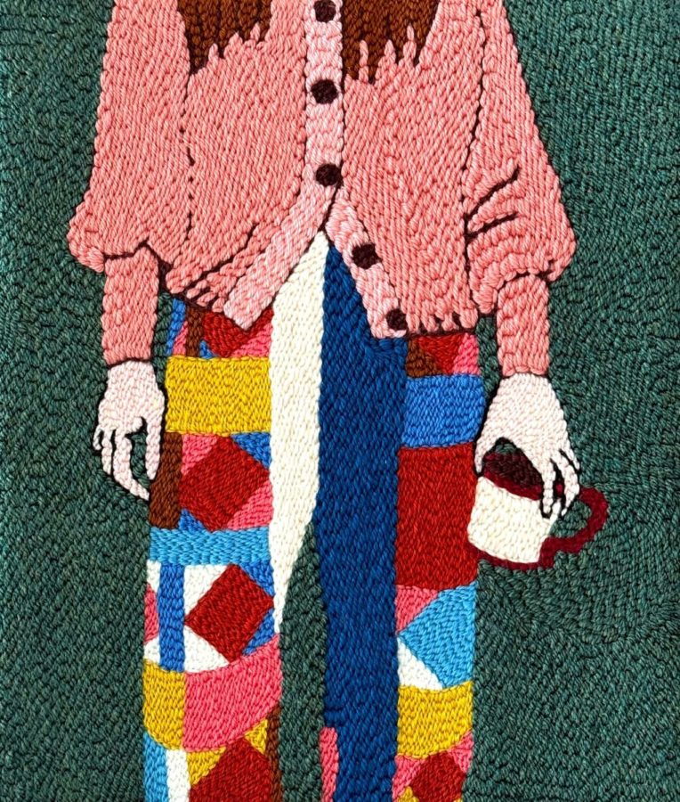 Tableau Vision 2, broderie à la punch needle, fils de laine, coton et polyester tableau broderie punch needle artisanat textile unique par chaumière oiseau