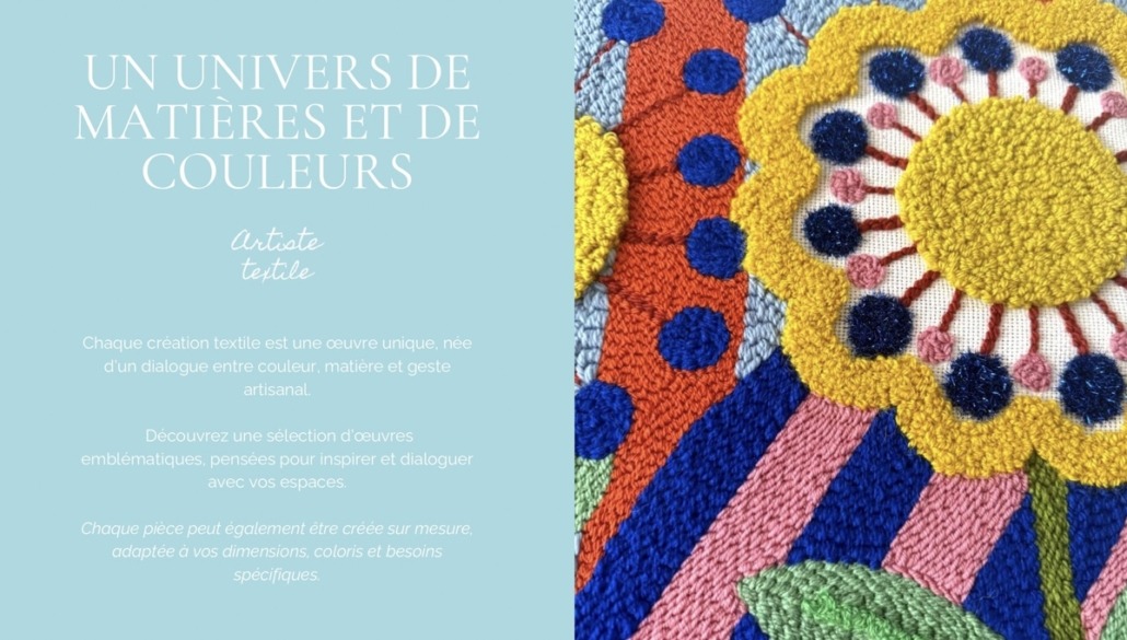 page matières et couleurs extraite du catalogue professionels oeuvres textiles chaumiere oiseau studio 2025