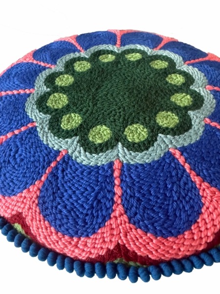 Coussin Fleur bleu et rose – Image 4