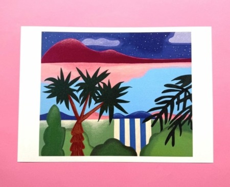 Illustration poétique Noche au format A4, dessin signé par l’artiste textile Agnès Pironon