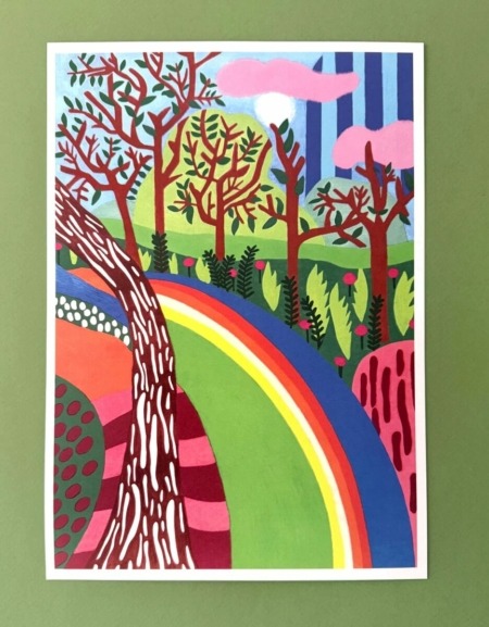 Illustration Ode to Hockney par Agnès Pironon – tirage A4 sur papier Fine Art
