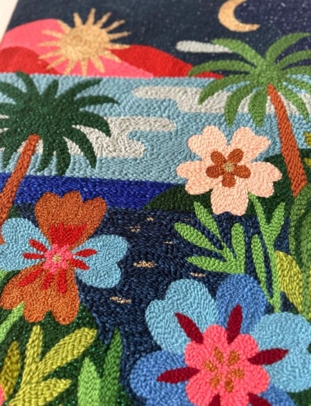 vue en perspective tableau textile night in hawaii par chaumiere oiseau studio