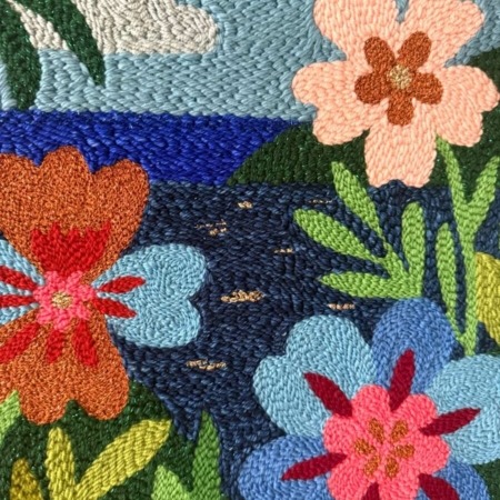 tableau textile tropical nightin hawaii par chaumiere oiseau studio