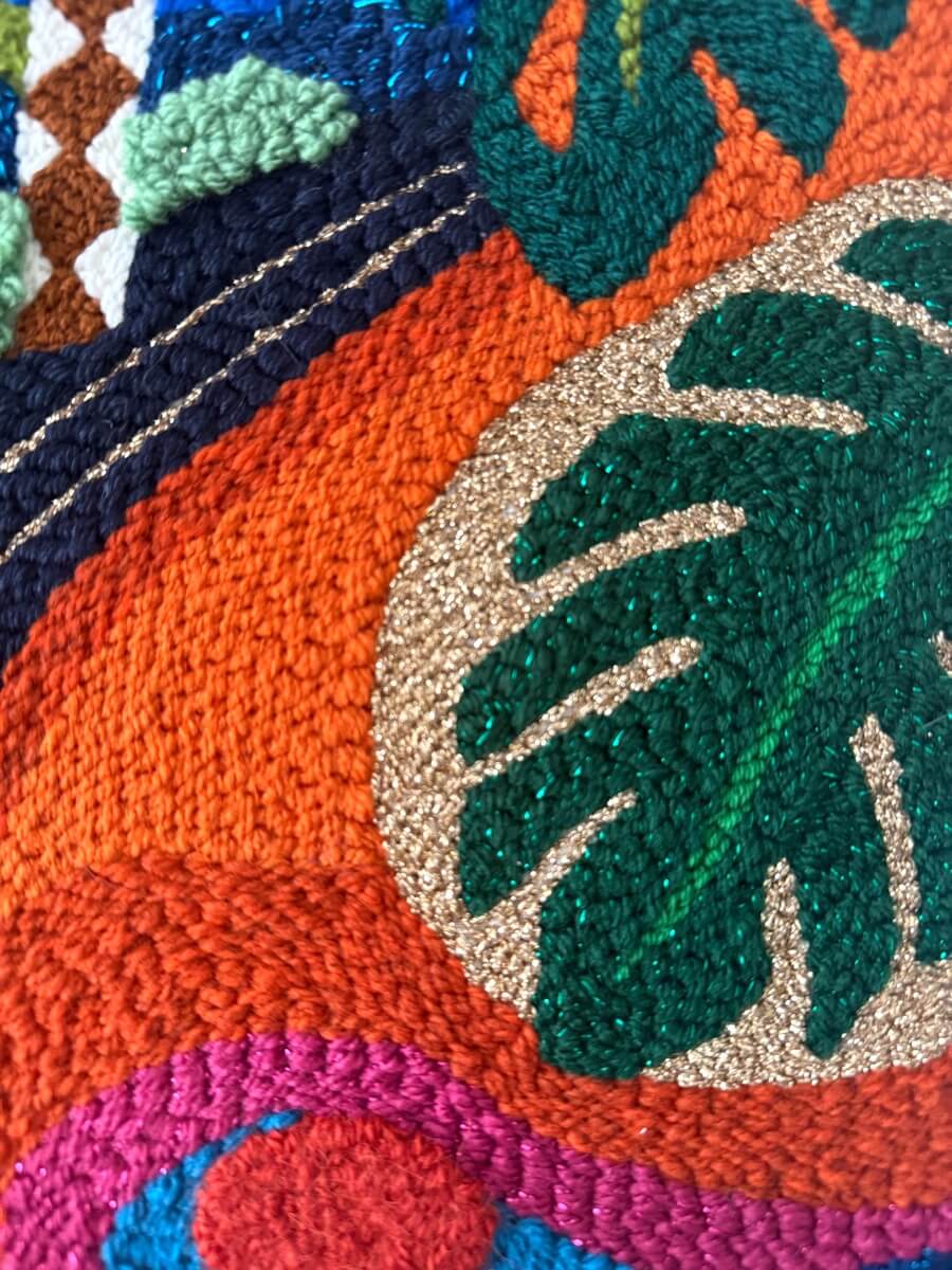 detail tableau textile oasis par chaumiere oiseau studio